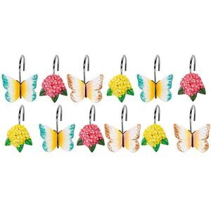Butterfly and Flower Shower Curtain Hooks
